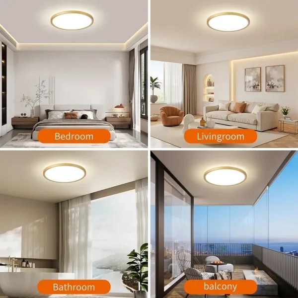 Brilagi - Lampada da bagno ULTRA SLIM LED/24W/230V diam. 42 cm dorata IP54