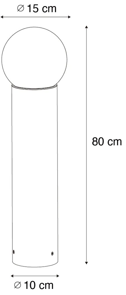 Lampada da terra da esterno nera con vetro opale 80 cm IP44 - Huma