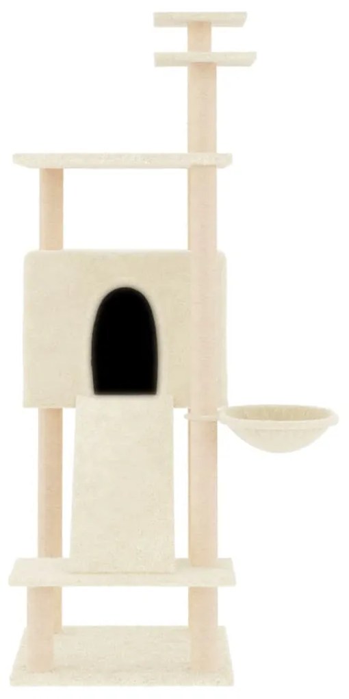 Albero per gatti con tiragraffi in sisal crema 153 cm