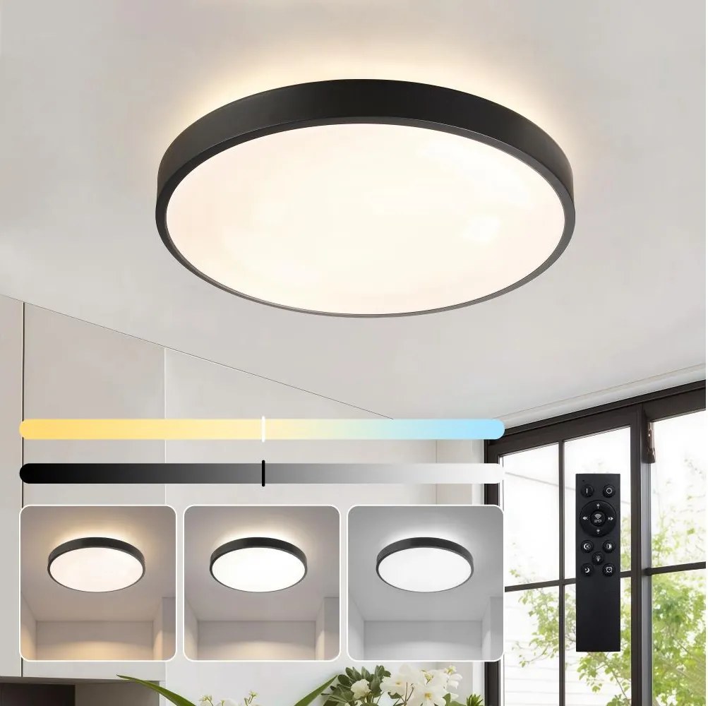 Brilagi - Lampada LED dimmerabile GLASS POOL DOUBLE LED/48W/230V 40 cm nera + telecomando