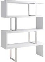 Libreria 130x35x170 cm in legno bianco e acciaio cromato