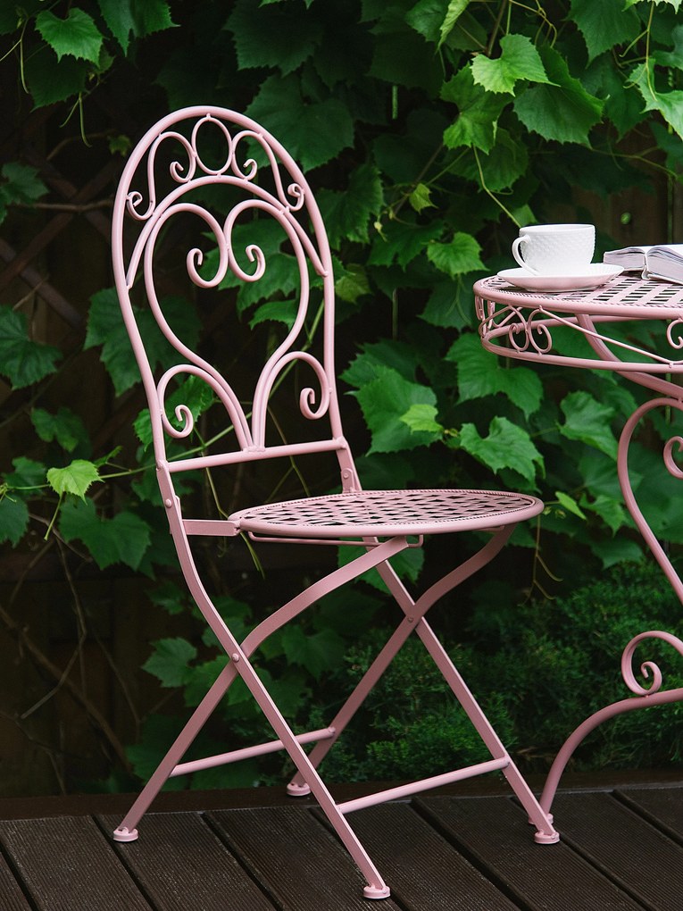 Set balcone in metallo rosa tavolo e 2 sedie ALBINIA Beliani