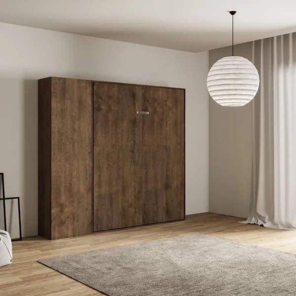 Letto a scomparsa una piazza e mezza 120 cm con colonna KENTARO Noce