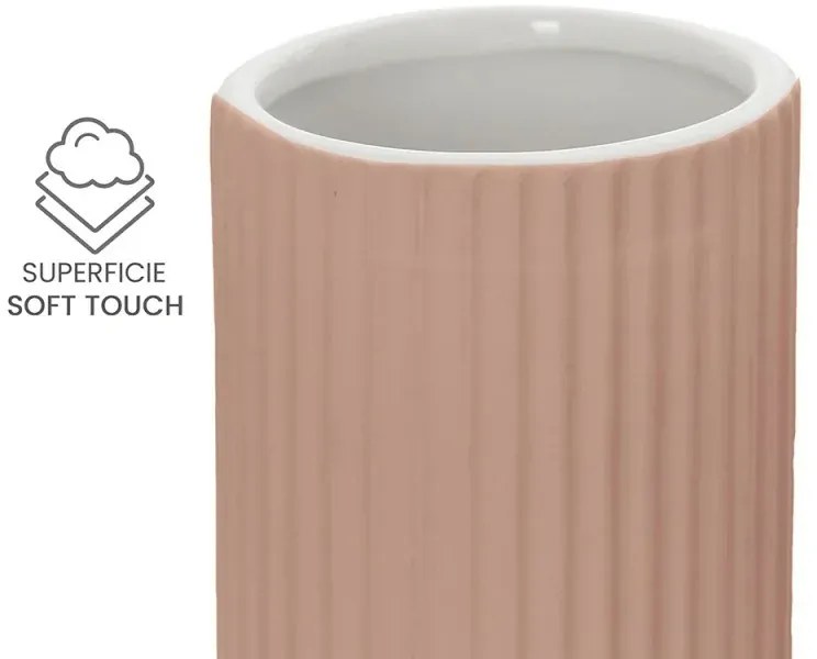 Portaspazzolini bagno dappoggio rosa in ceramica soft touch Spring
