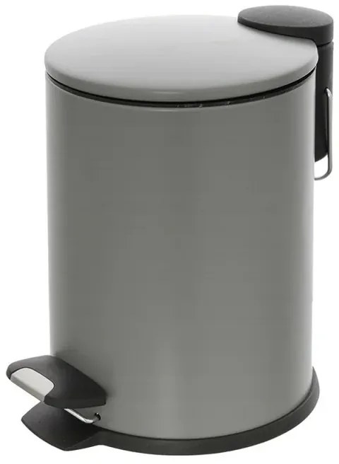 Pattumiera bagno in acciaio grigio con pedale e coperchio slim 3 lt