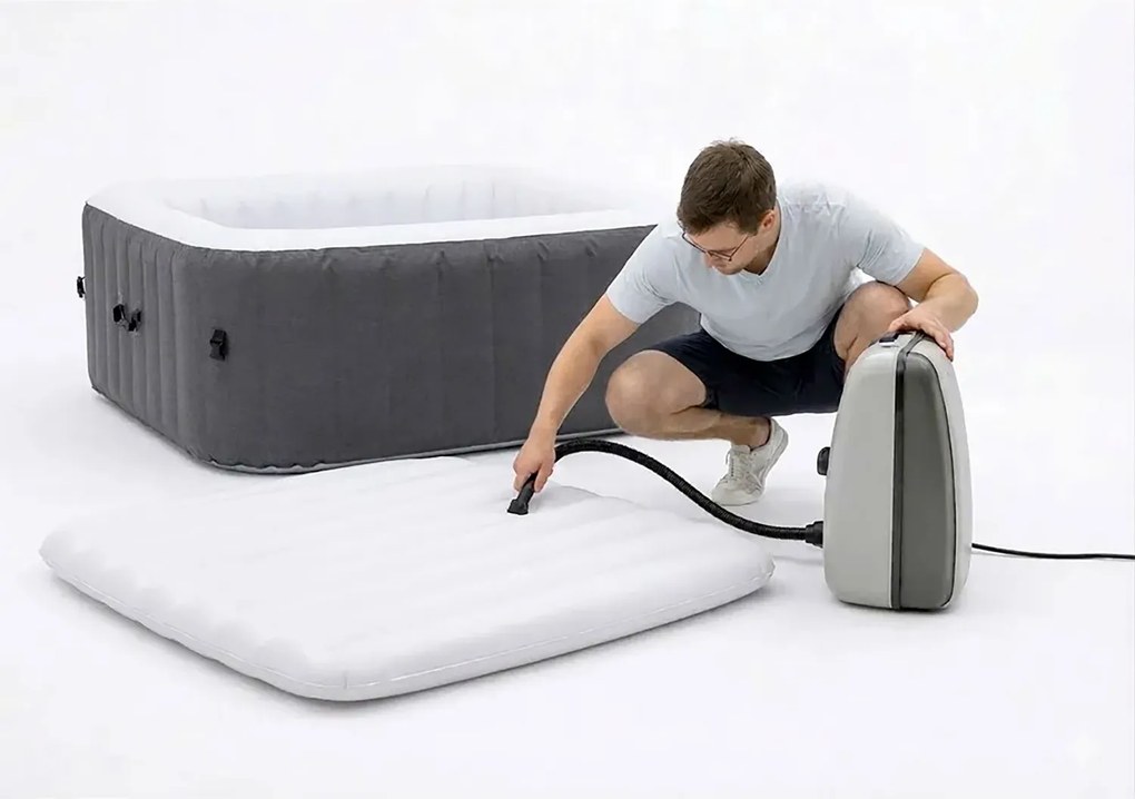 Vasca Idromassaggio Piscina Spa Gonfiabile Armonia 4 Adulti 682 L in PVC Grigio...