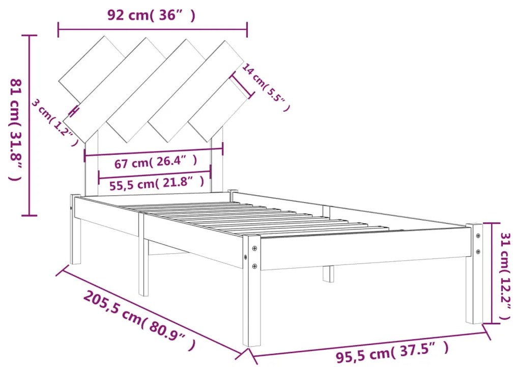 Giroletto 90x200 cm in Legno Massello