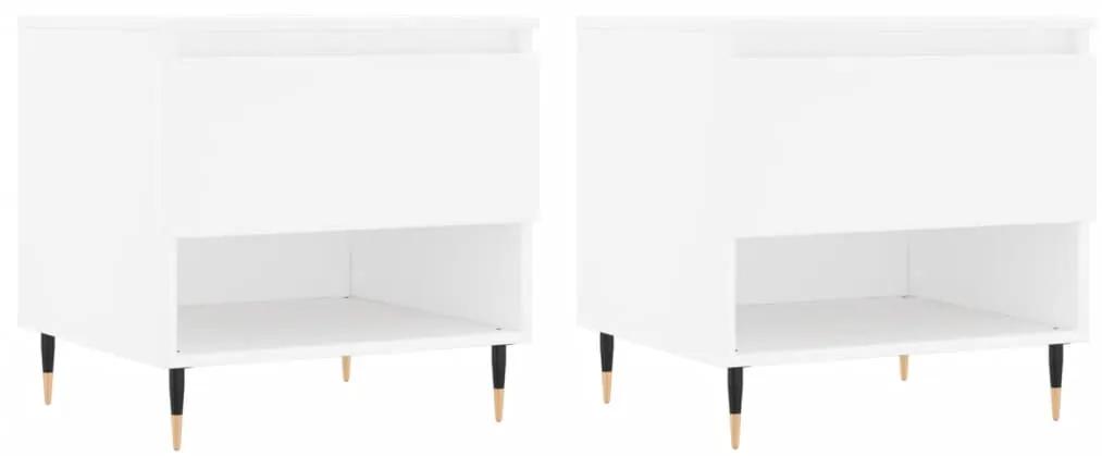 Tavolini salotto 2 pz bianchi 50x46x50 cm in legno multistrato