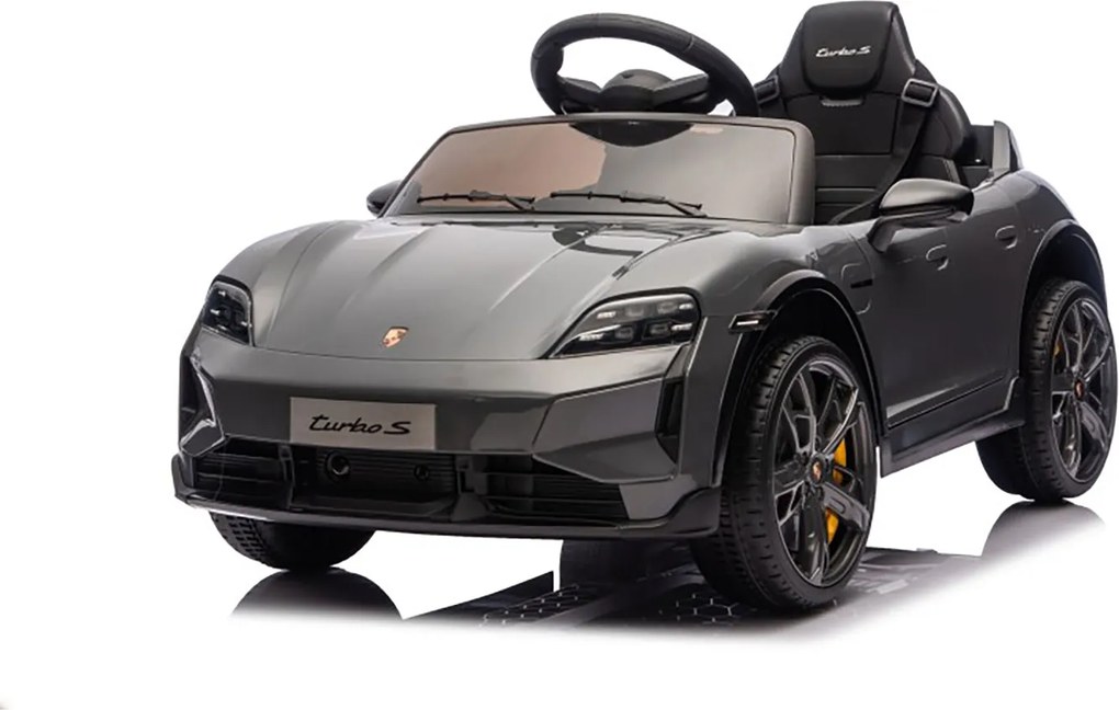 Macchina Elettrica per Bambini Porsche Taycan Turbo S 12V con Telecomando Bluetooth Luci LED e Tappetini Nero...