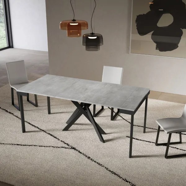 Consolle allungabile Libo Small Evolution - Cemento telaio antracite 90x40/196 cm