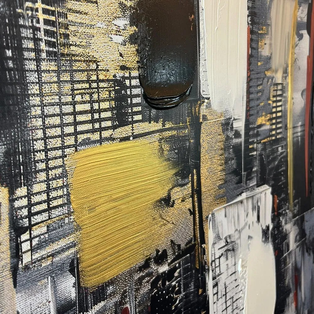 Quadro con elementi dipinti a mano 70x100 cm Cityscape – Styler