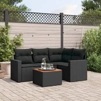 Set Divani da Giardino 5 pz con Cuscini in Polyrattan Nero 3256433