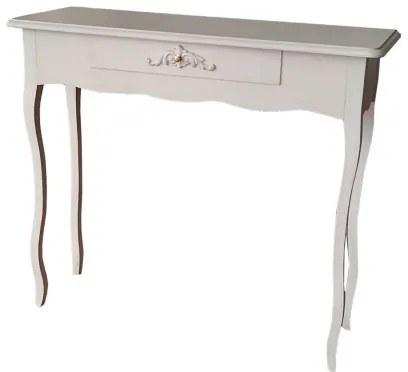 Consolle FABIOLA in legno con cassetto e struttura in pioppo BIANCO INVECCHIATO