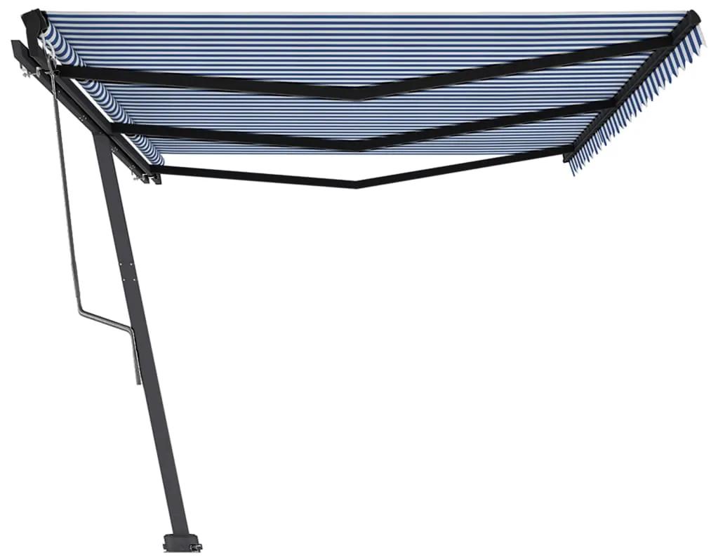 Tenda da Sole Autoportante Automatica 600x350 cm Blu Bianca