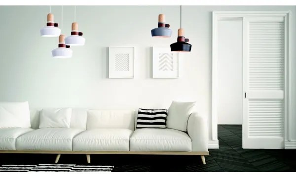 Zambelis 1992 - Lampadario a sospensione con filo 1xE27/40W/230V quercia/bianco