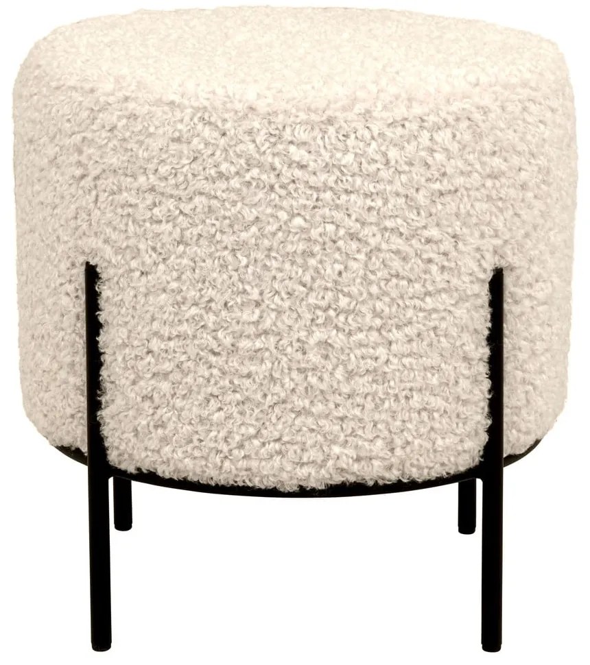 Poggiapiedi color crema con rivestimento in bouclé Alford – House Nordic