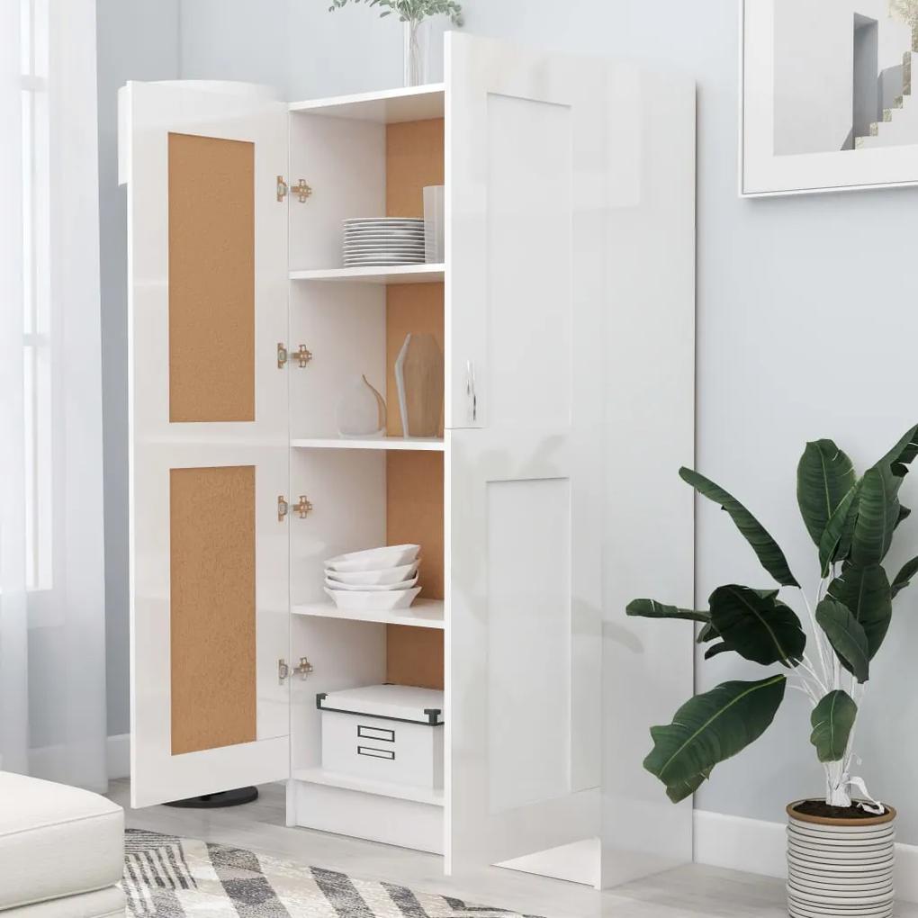 Libreria bianco lucido 82,5x30,5x150 cm in legno multistrato