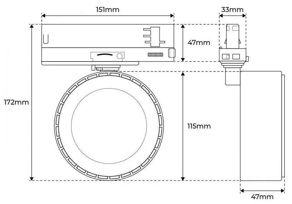 Faro LED 36W Slim per Binario Trifase Orientabile, 60°, Bianco, CCT Bianco Variabile Colore Bianco Variabile CCT