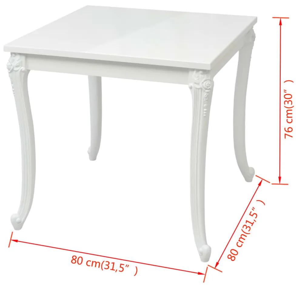 Tavolo da pranzo 80x80x76 cm bianco lucido