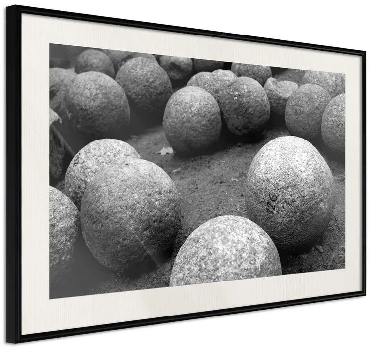 Poster  Stone Spheres  Cornice Quadri Cornice nera con pass-partout, Larghezza x Altezza Home decor 45x30