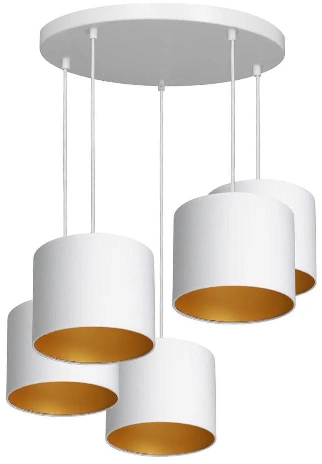 Lampadario a sospensione con filo ARDEN 5xE27/60W/230V bianco/oro