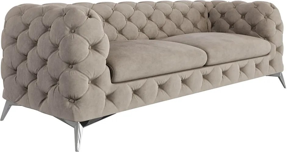 Divano greige con rivestimento in velluto 225 cm Chelsea – Ropez