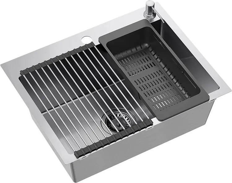 Lavello in acciaio  LUKE 110 WORKSTATION BRUSH NICKEL