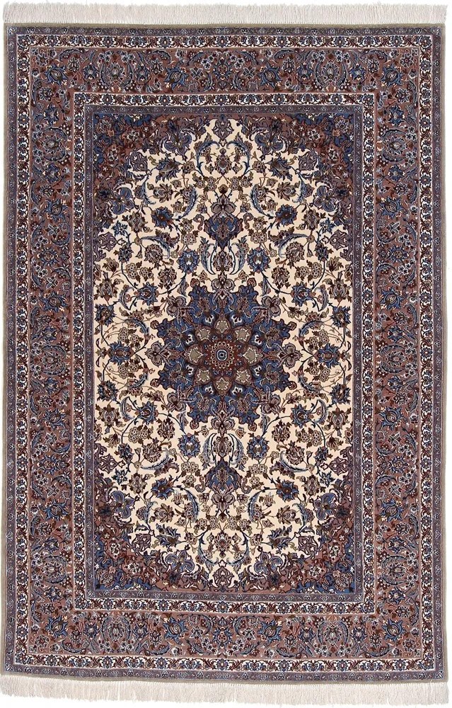 Isfahan Tappeto 160x230 Blu (Iran) Annodato A Mano