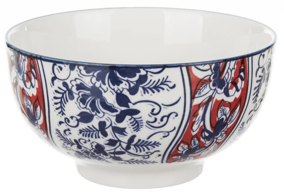 Ciotola in ceramica decori blu rossi orientali 16x9 cm Sushiko