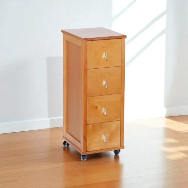 Carrello cassettiera POKERINO in legno a 4 cassetti ROVERE