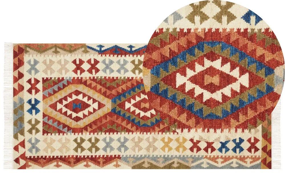 Tappeto kilim lana multicolore 80 x 150 cm OSHAKAN Beliani