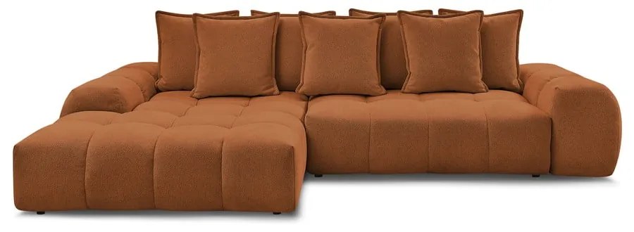 Divano angolare color terracotta allungabile e con contenitore (penisola a sinistra/chaise lounge) con rivestimento in ciniglia Everest – Bobochic Paris