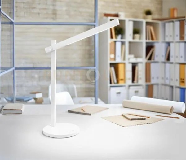 Lampada da tavolo in alluminio bianco ruler regolabile a 180° inter...