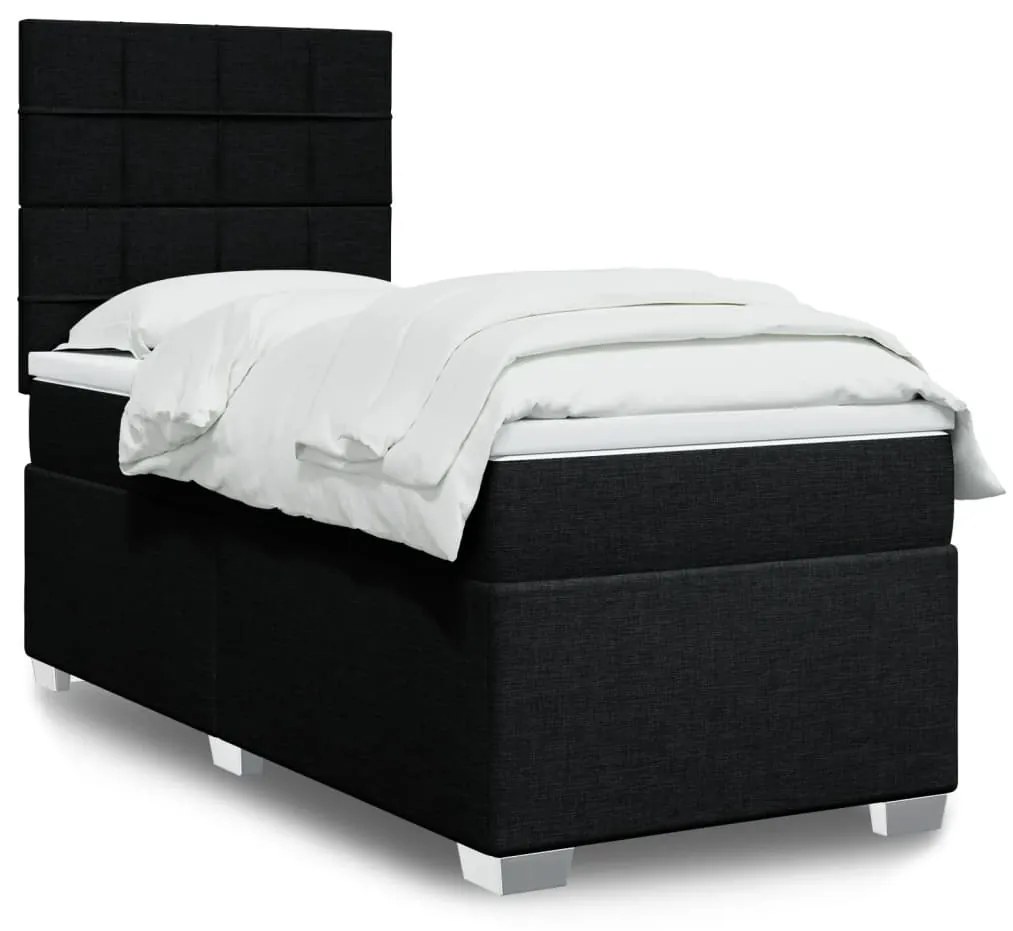 Giroletto A Molle Con Materasso Nero 90x200 Cm İn Tessuto /