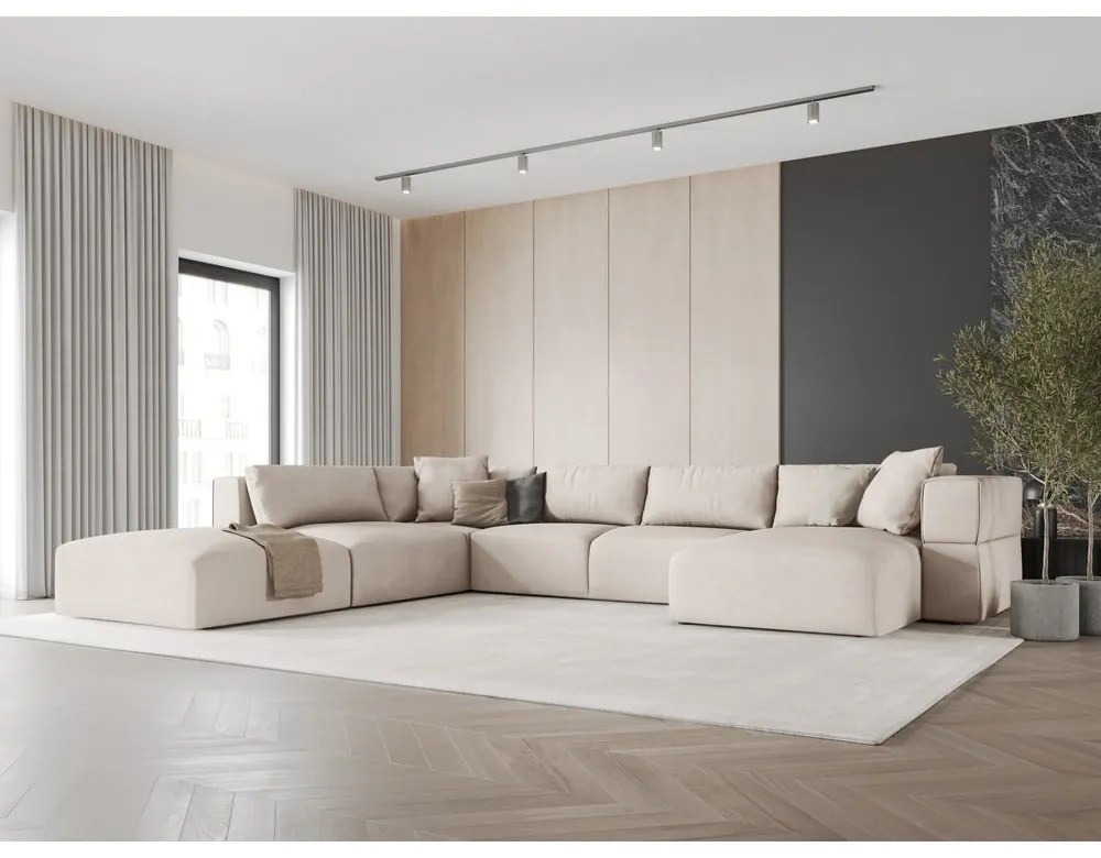 Divano angolare a U beige, angolo sinistro Esther - Milo Casa
