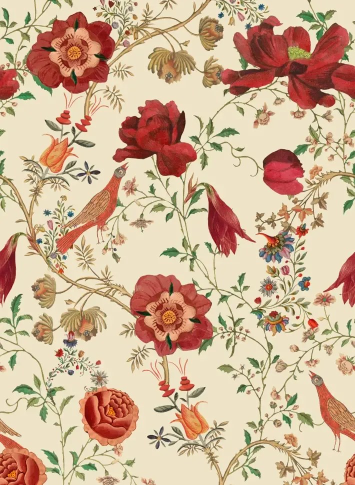 Mindthegap Carta da parati Transsilvaniae Florilegium - Green/ Red/ Taupe