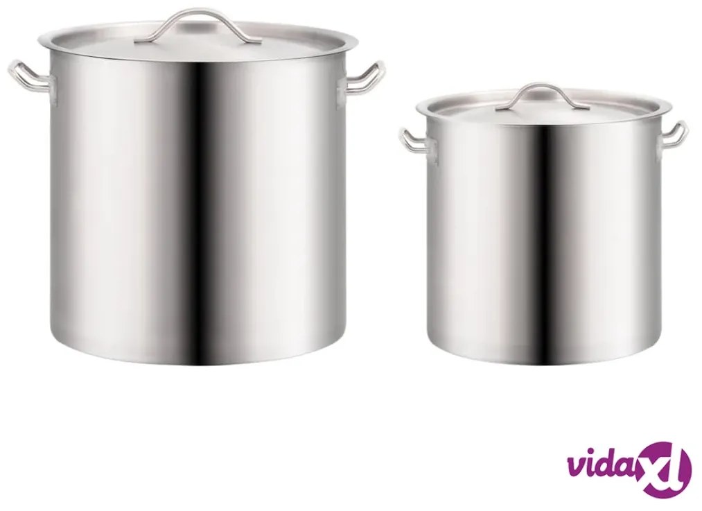 vidaXL Set di Pentole 2 pz 50/25 L in Acciaio Inossidabile