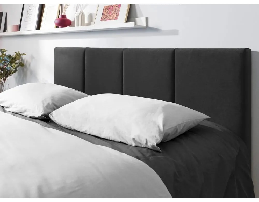 Letto matrimoniale imbottito grigio scuro con contenitore con griglia 160x200 cm Juniper - Mazzini Beds