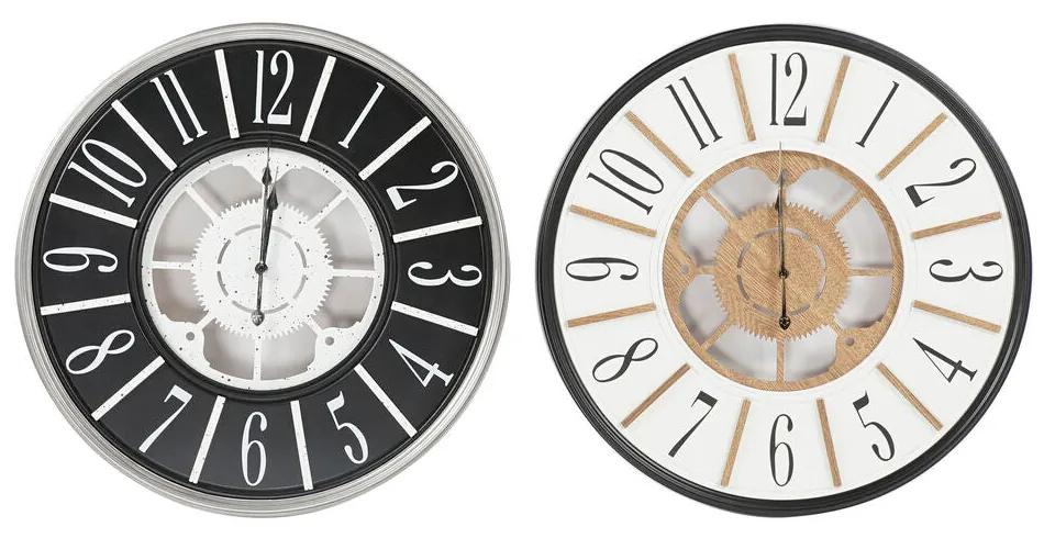 Orologio da Parete DKD Home Decor Bianco Marrone Nero Ferro Legno MDF (2 pezzi) (60 x 5 x 60 cm)