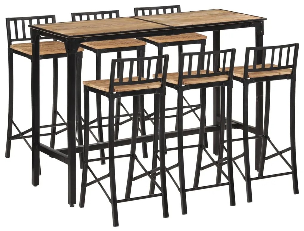 Set Bar 7pz Legno Massello Mango Grezzo E Metallo /