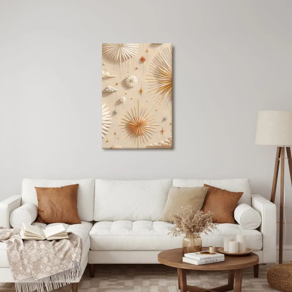 Quadro su tela – Sole e stelle tra le nuvole