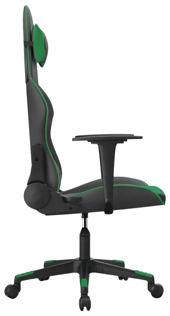 Sedia da gaming nera e verde in similpelle