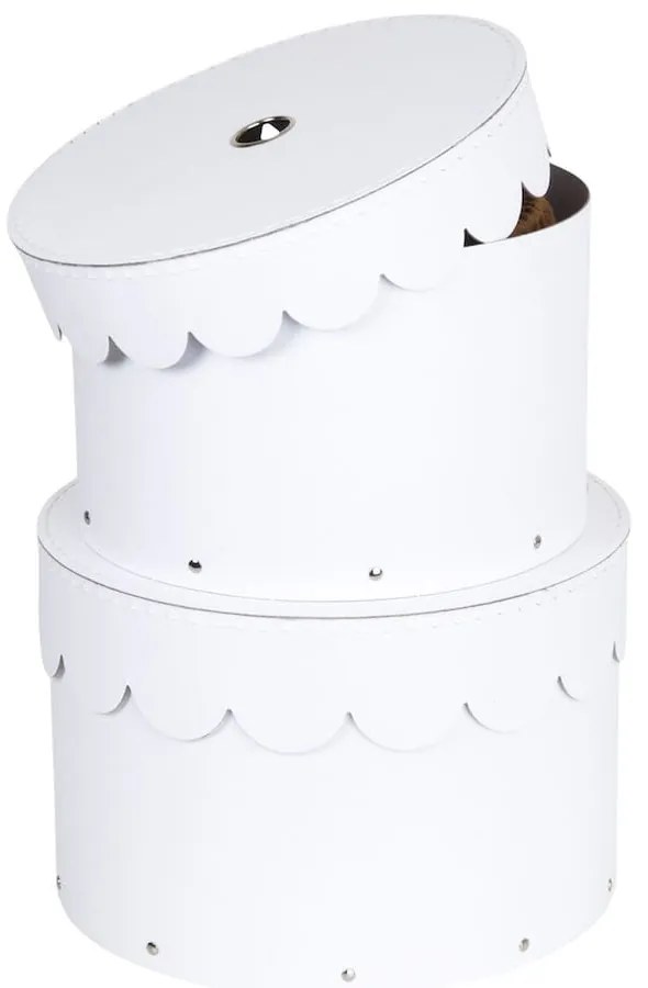 Scatole in set con coperchio bianche in cartone 2 pz ø 26x17,5 cm Wilma Paper Laminate – Bigso