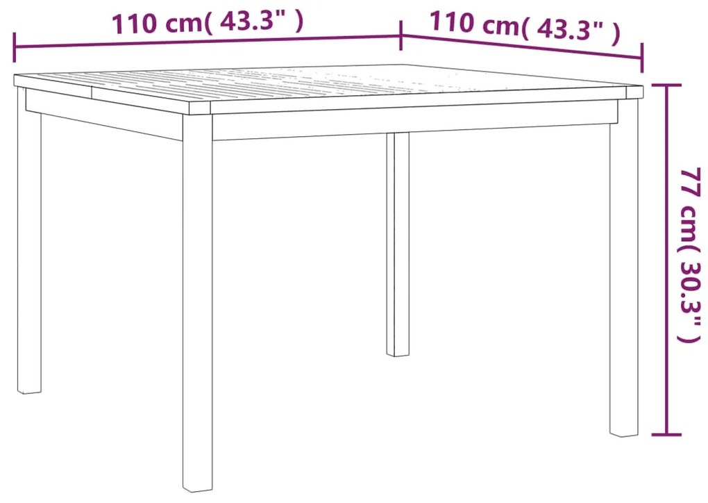 Set da Pranzo per Giardino 5 pz in Legno Massello di Teak