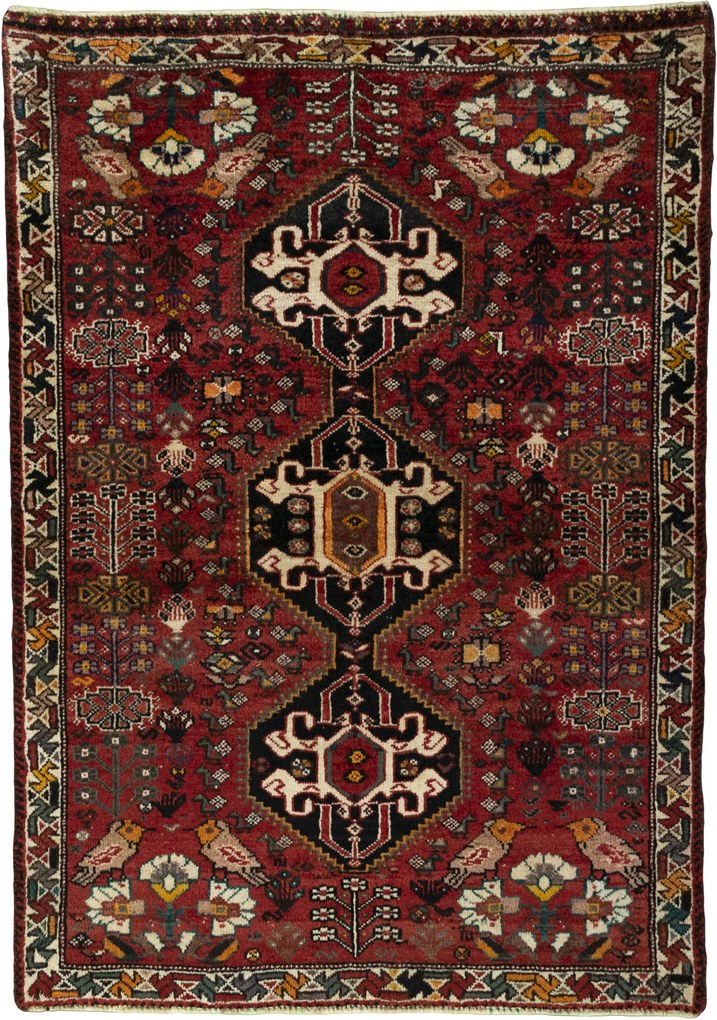 Shiraz Tappeto persiano 150x110 Rosso (Iran) Annodato A Mano