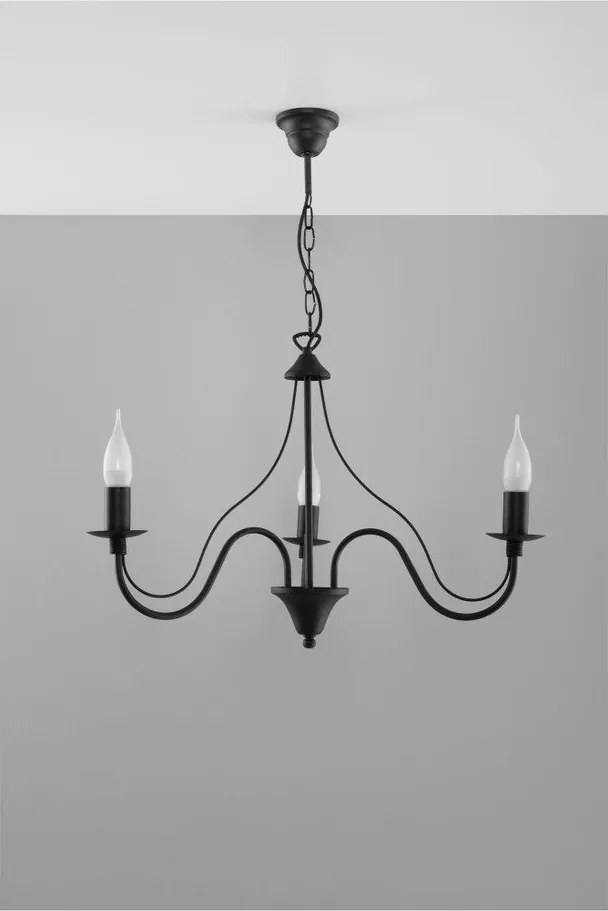 Lampadario nero in metallo ø 60 cm Fiorano – Sollux