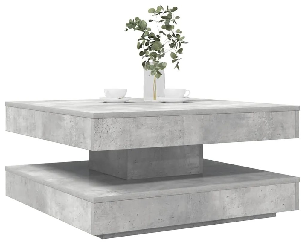 Tavolino Da Caffè Girevole A 360 Gradi Grigio 70x70x34,5 Cm /
