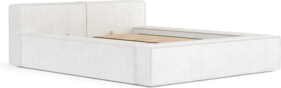 Letto matrimoniale imbottito color crema con contenitore e rete inclusi 160x200 cm Voliera – Maison de Rêve