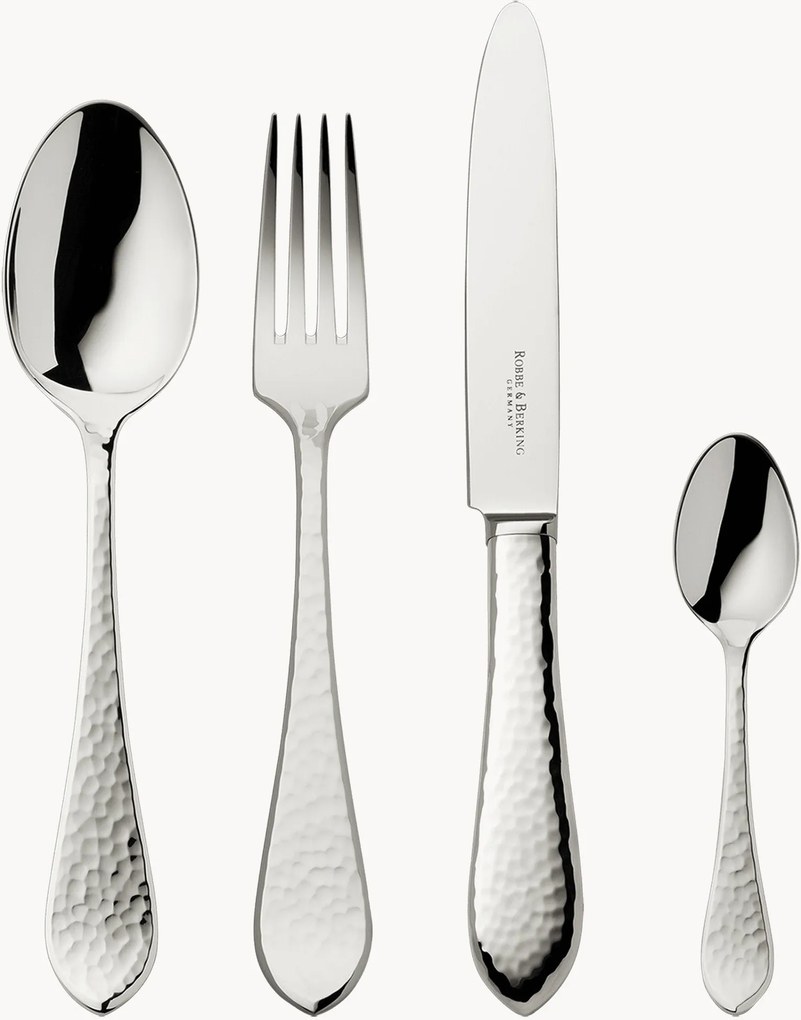 Set di posate fatte a mano lucidate a specchio Martelé, varie misure