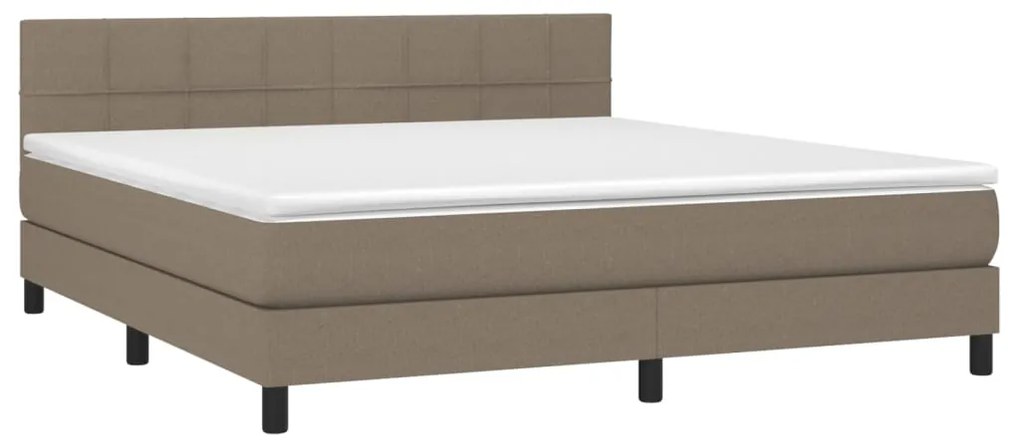 Letto a molle con materasso e led tortora 160x200 cm in tessuto